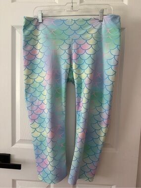 Kids Mermaid Scale Leggings - Pastel Multicolor